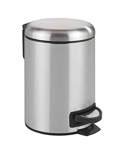 WENKO Leman Cosmetic Pedal Bin Matte Gold 3 L – Cosmetic Bin, Rubbish Bin with Anti-Fingerprint Capacity: 3 litres, stainless steel, 17 x 25 x 22.5 cm, gold