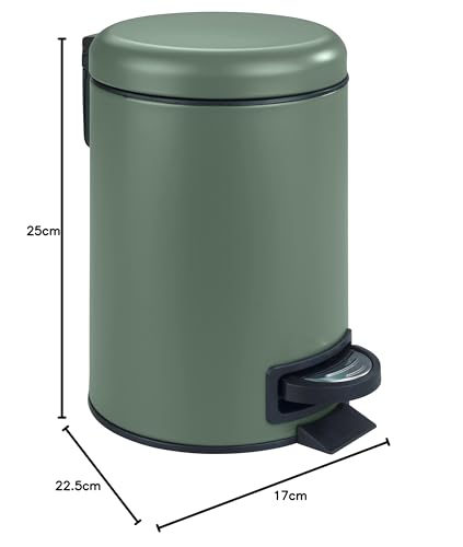 WENKO Leman Cosmetic Pedal Bin Matte Gold 3 L – Cosmetic Bin, Rubbish Bin with Anti-Fingerprint Capacity: 3 litres, stainless steel, 17 x 25 x 22.5 cm, gold