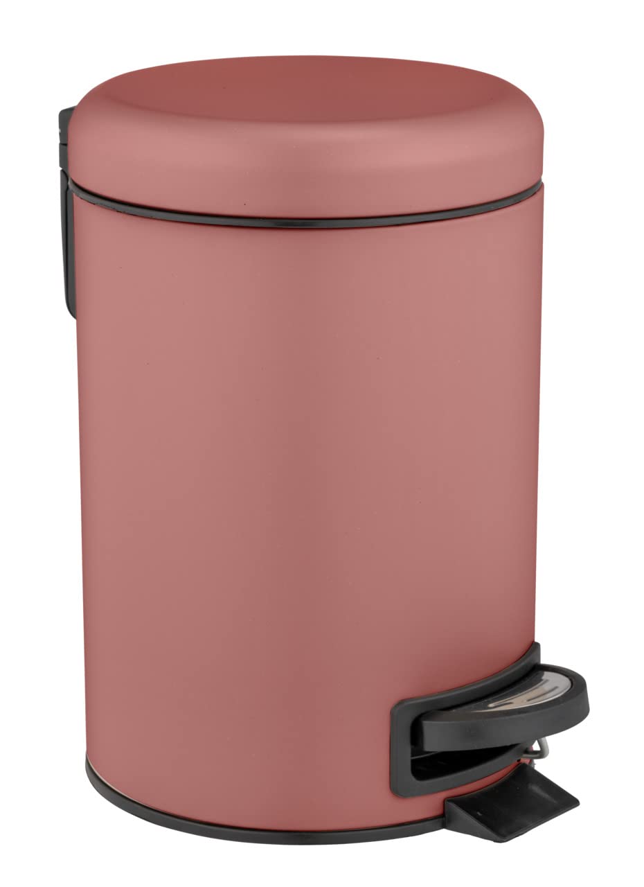 WENKO Leman Cosmetic Pedal Bin Matte Gold 3 L – Cosmetic Bin, Rubbish Bin with Anti-Fingerprint Capacity: 3 litres, stainless steel, 17 x 25 x 22.5 cm, gold