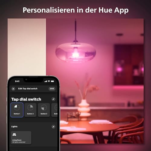 Philips Hue Dimmschalter für Hue Lichtsysteme, Smarter Dimmer zur Steuerung von Leuchten und Lichtszenen