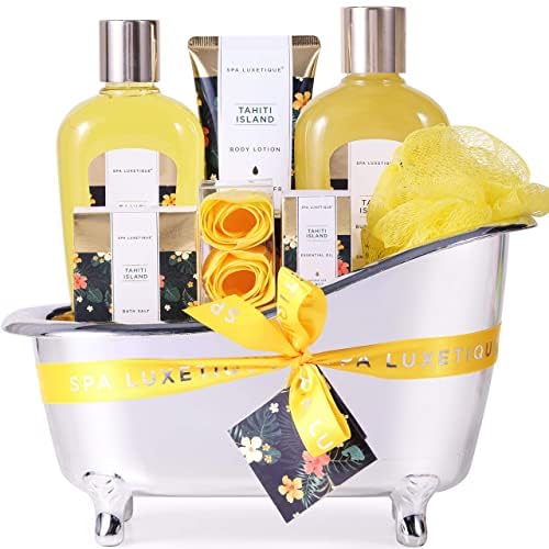 SPA LUXETIQUE Wellness Set für Frauen - 8tlg Rosenduft Bade Geschenkset für Frauen, Geburtstagsgeschenk Beauty Set mit Deko Badewanne