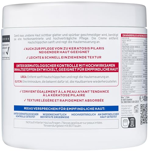 Mixa Urea hauterneuernde Creme mit Urea & Niacinamide, für trockene und raue und unebene Haut, repariert und glättet, Feuchtigkeitspflege für Hände und Gesicht