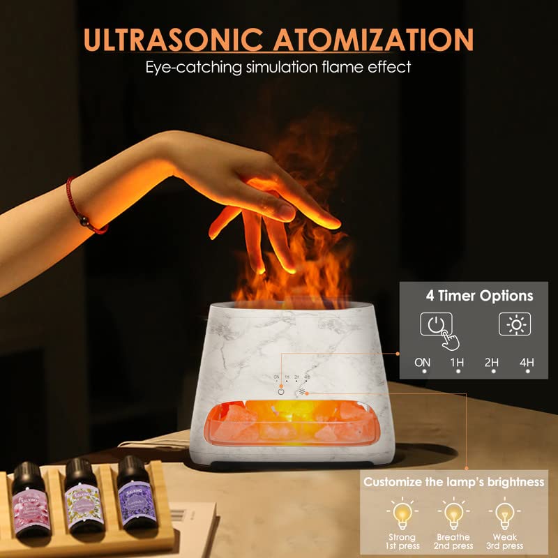 2-in-1 Aroma Diffuser & Salt Range Pakistan Light, Flame Effect for Essential Oils, Humidifier with 3 Brightness, 150 ml