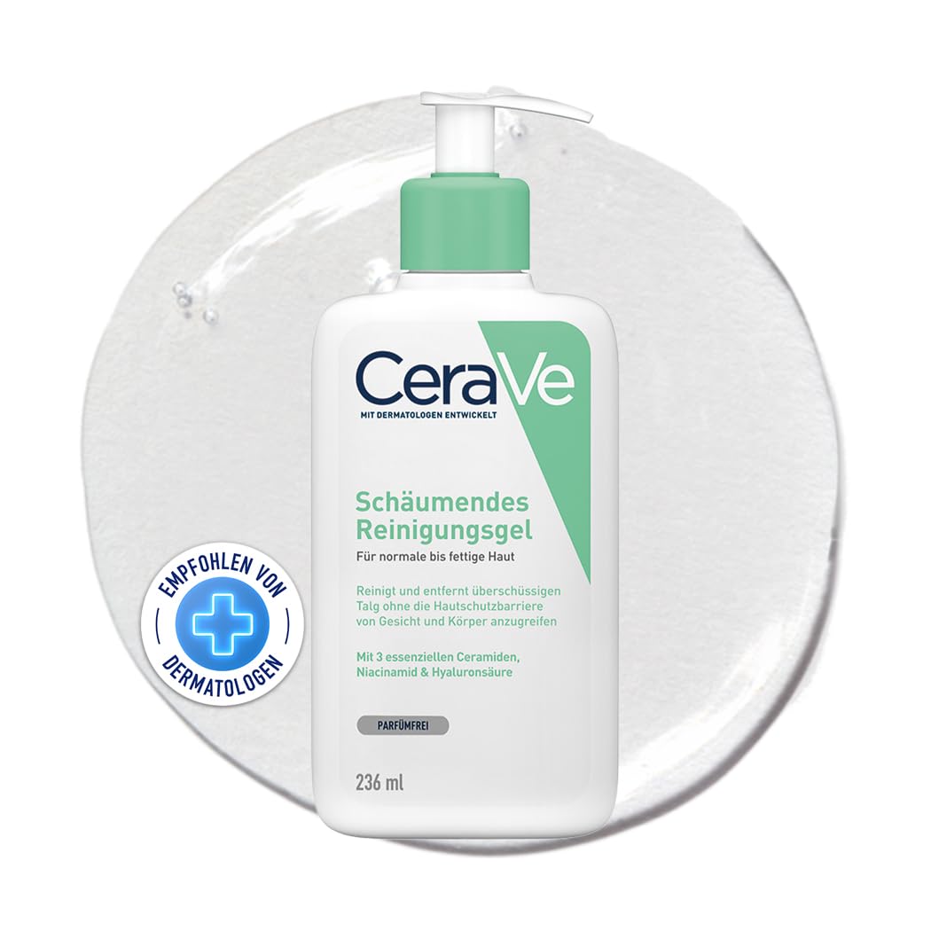 CeraVe Schäumendes Reinigungsgel und Feuchtigkeitslotion, Mit Hyaluronsäure, Für Gesicht und Körper, Ohne Duftstoffe, Auch bei Neurodermitis und Allergien, 473 ml + 88 ml