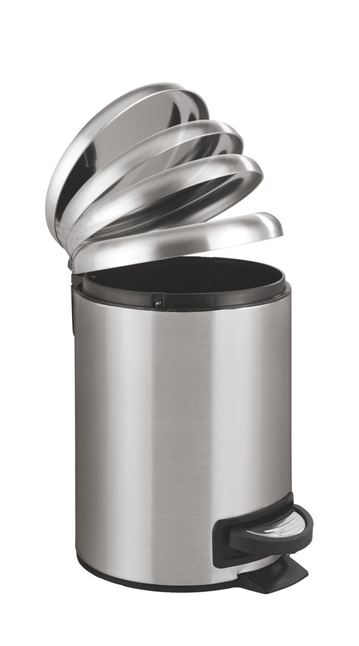 WENKO Leman Cosmetic Pedal Bin Matte Gold 3 L – Cosmetic Bin, Rubbish Bin with Anti-Fingerprint Capacity: 3 litres, stainless steel, 17 x 25 x 22.5 cm, gold