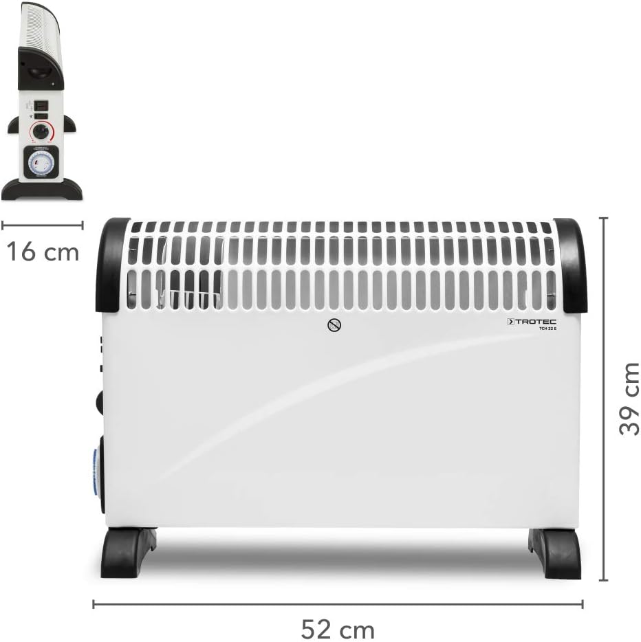 TROTEC Konvektor Heizung TCH 22 E – Heizleistung 750 W / 1250 W / 2000 W – Elektro Heizkörper mit Timer