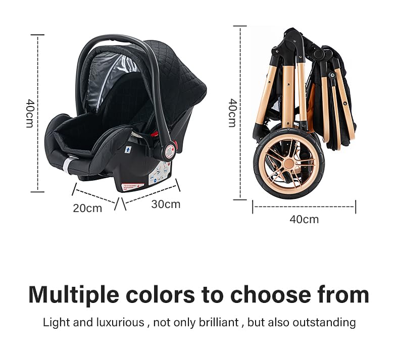 YAZOCO kinderwagen 3 in 1 Buggy Babybett Komplett Set Einem Klick Zusammenklappbarer Kinderwagen, KombiKinderwagen Aluminiumrahmen für Neugeborene