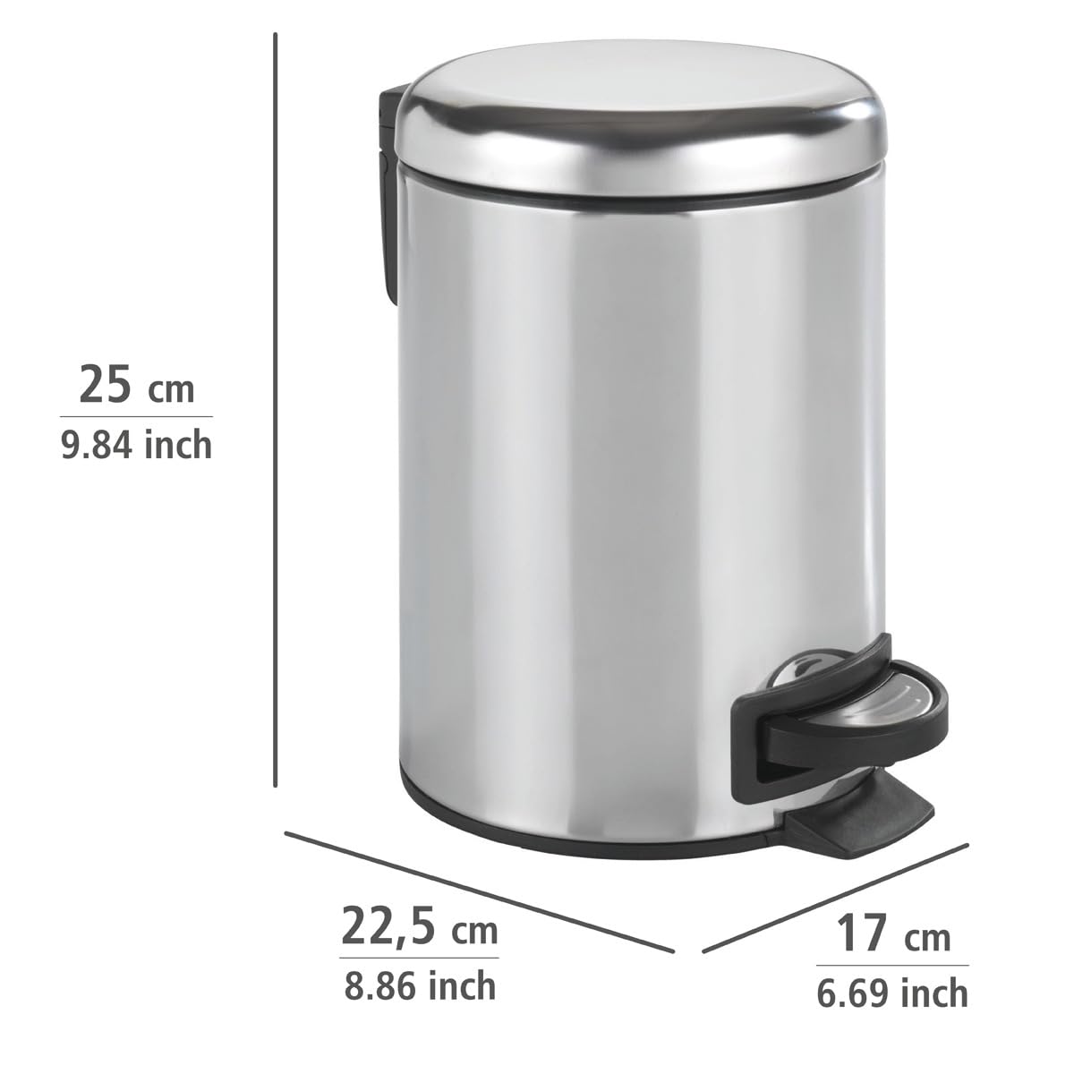 WENKO Leman Cosmetic Pedal Bin Matte Gold 3 L – Cosmetic Bin, Rubbish Bin with Anti-Fingerprint Capacity: 3 litres, stainless steel, 17 x 25 x 22.5 cm, gold