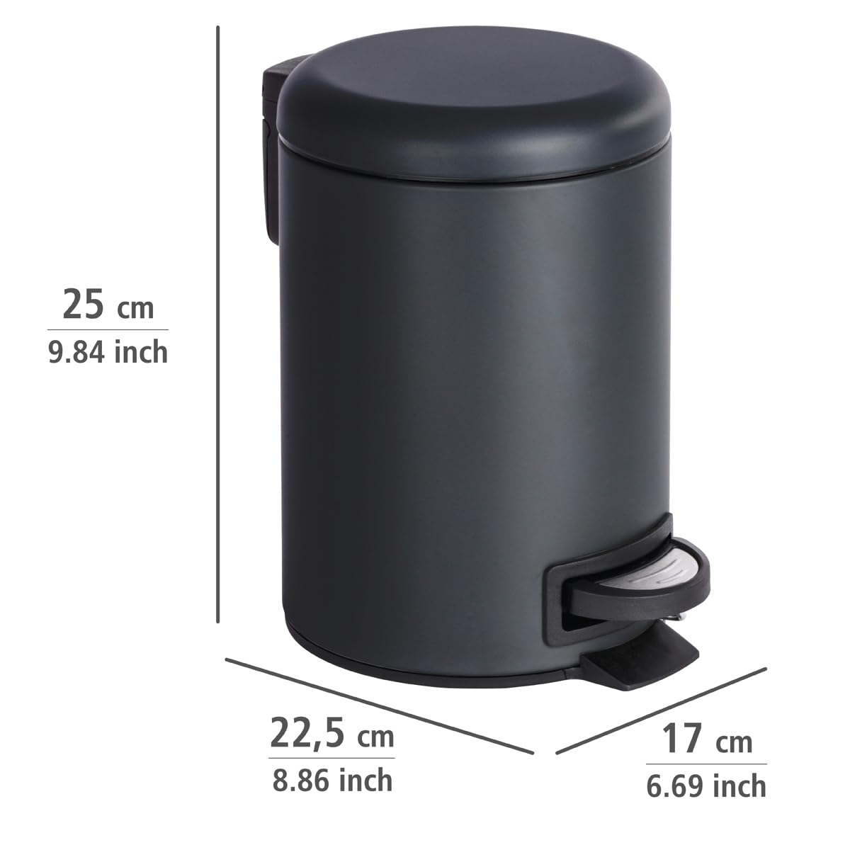 WENKO Leman Cosmetic Pedal Bin Matte Gold 3 L – Cosmetic Bin, Rubbish Bin with Anti-Fingerprint Capacity: 3 litres, stainless steel, 17 x 25 x 22.5 cm, gold