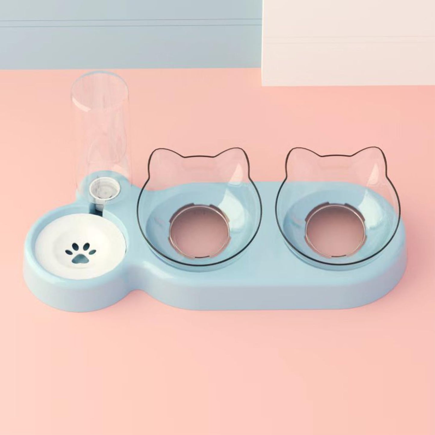 Katzennapf Set mit Wasserspender | Automatischer Trinkbrunnen für Katzen & Hunde