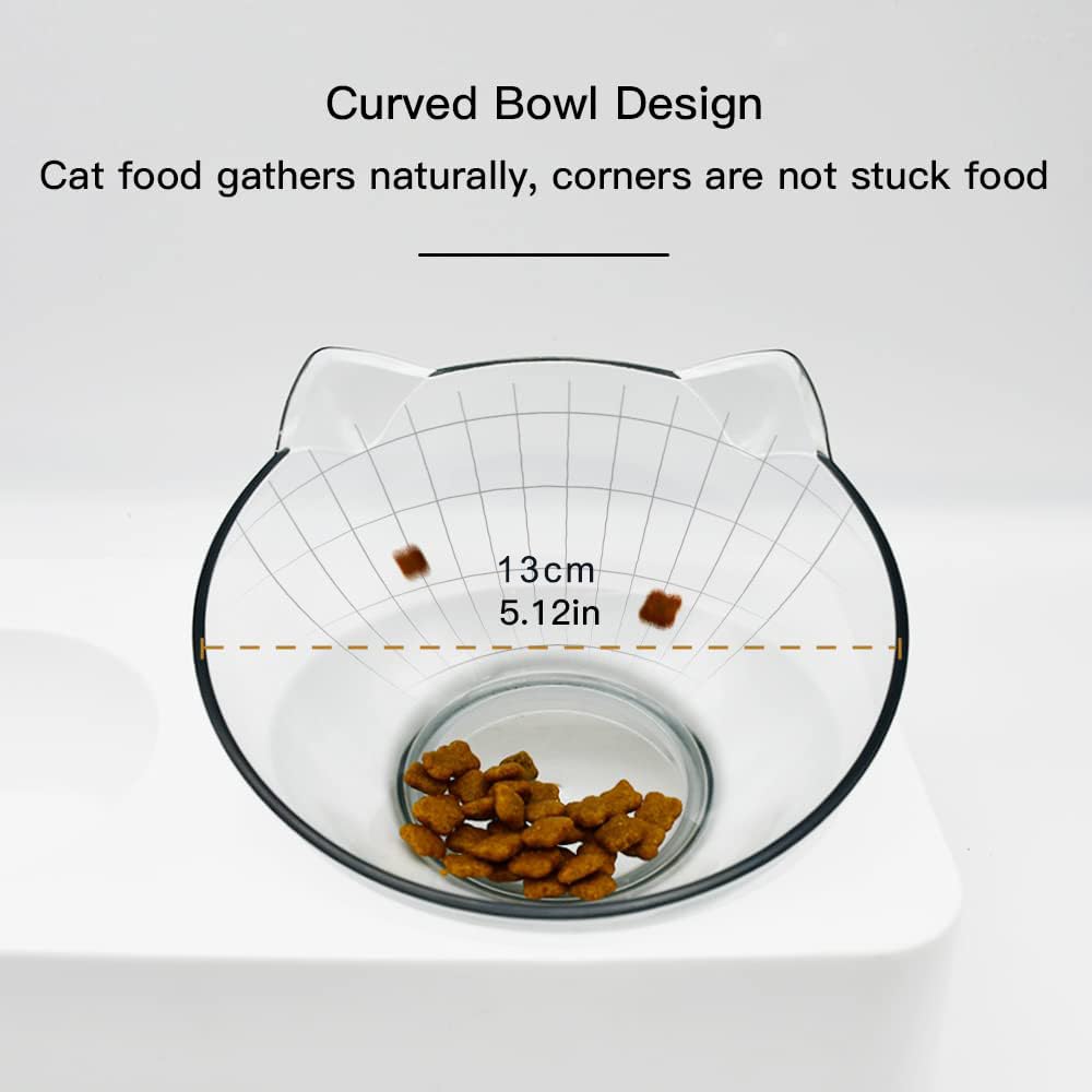 Marchul Cat Bowls, Gravity Water and Food Bowl for Cats and Small Dogs, Tilted Raised Cat Food Bowls (White)