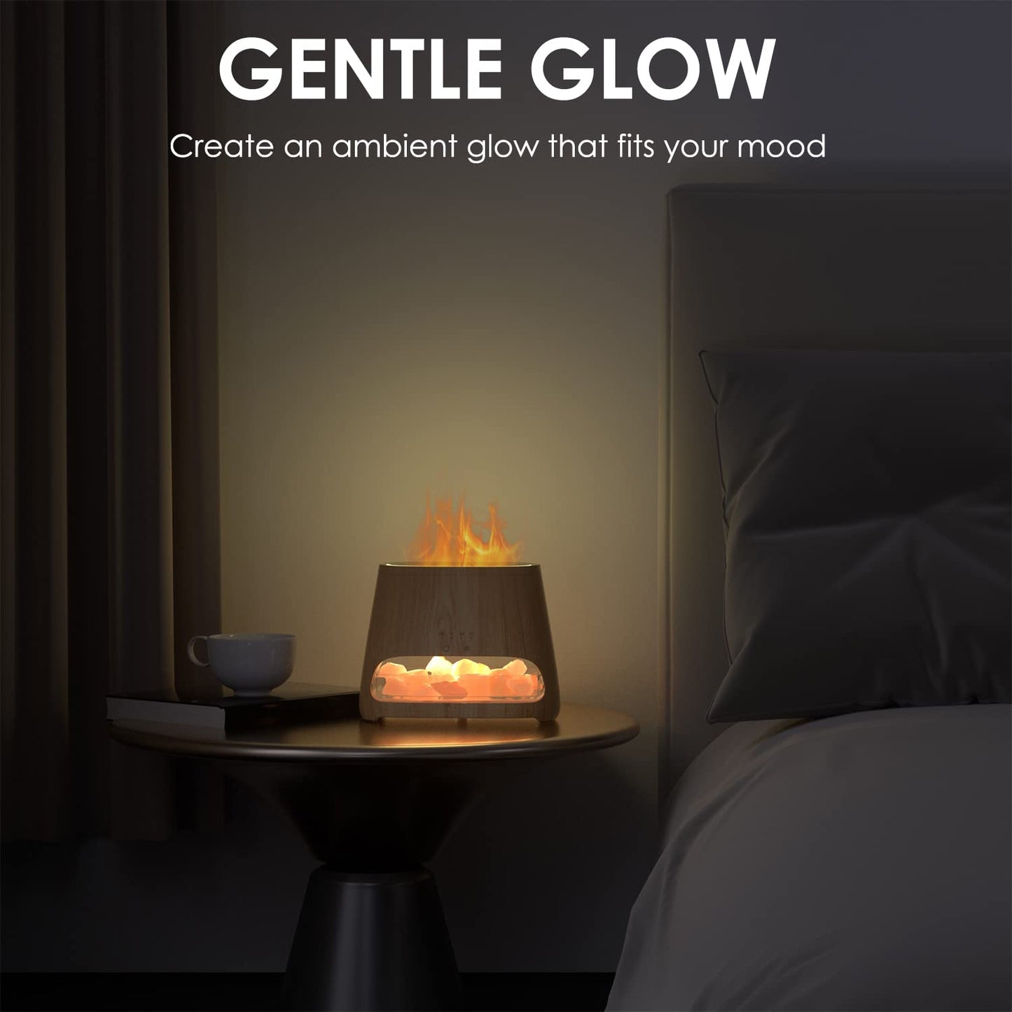 2-in-1 Aroma Diffuser & Salt Range Pakistan Light, Flame Effect for Essential Oils, Humidifier with 3 Brightness, 150 ml