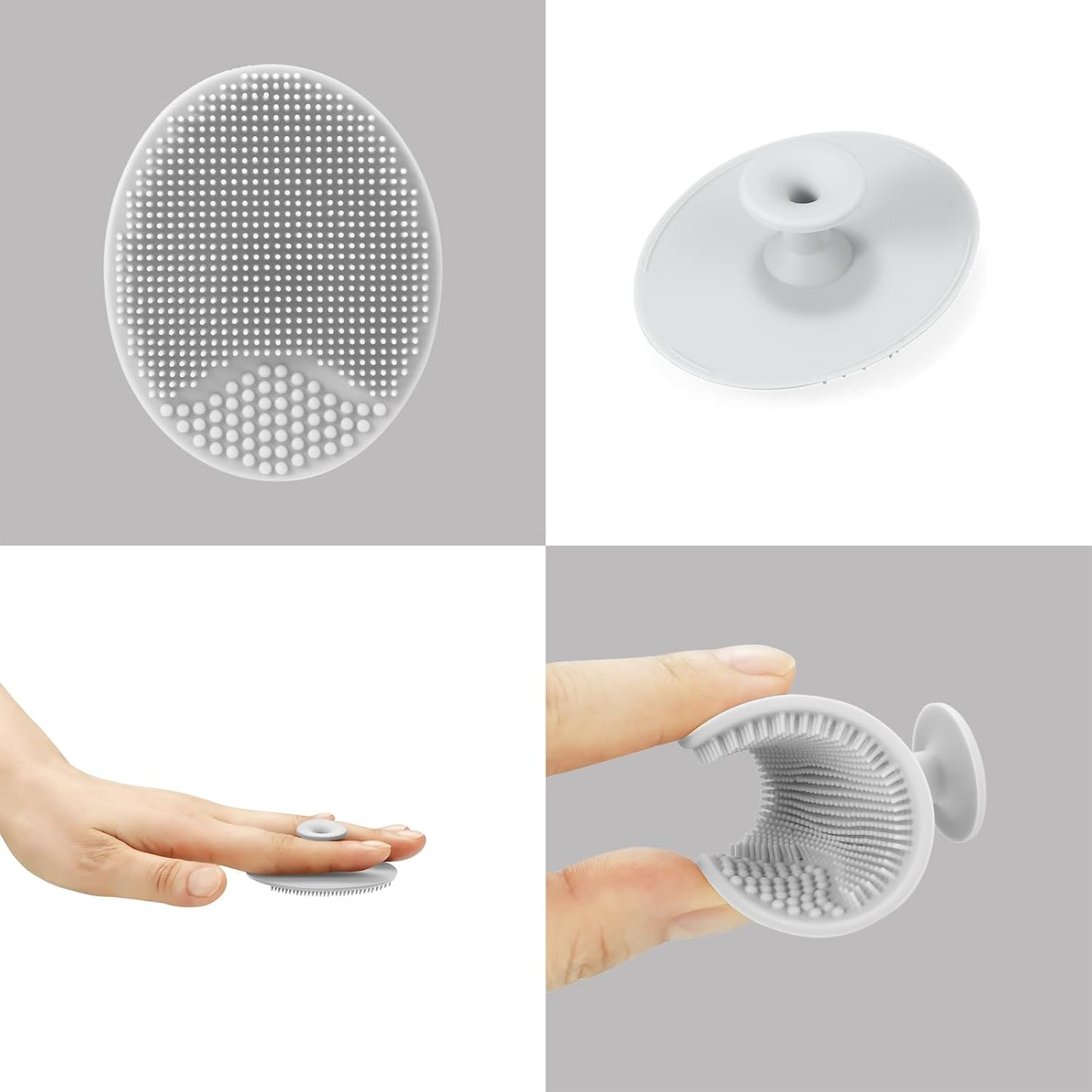 Baby Bath Rinse Cup, Silicone Shampoo Rinse Cup with 2 x Scalp Brushes for Toddlers and Children (Grey)