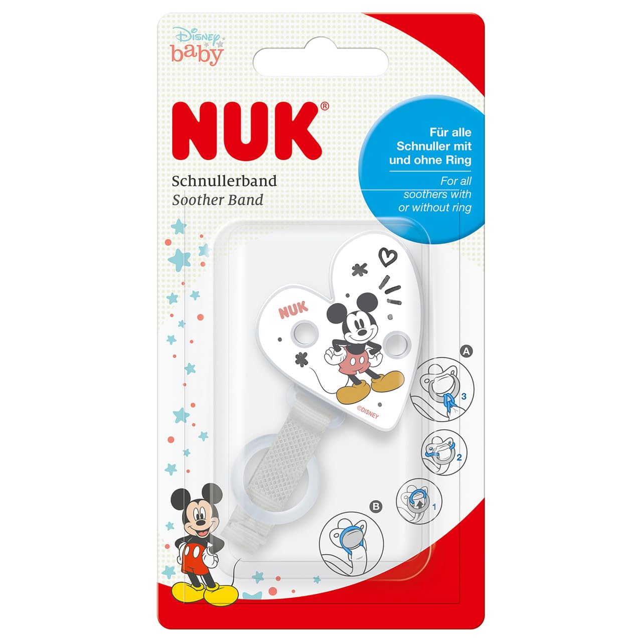 NUK Disney Winnie Puuh Schnullerband & Clip | Für alle Schnuller mit und ohne Ring