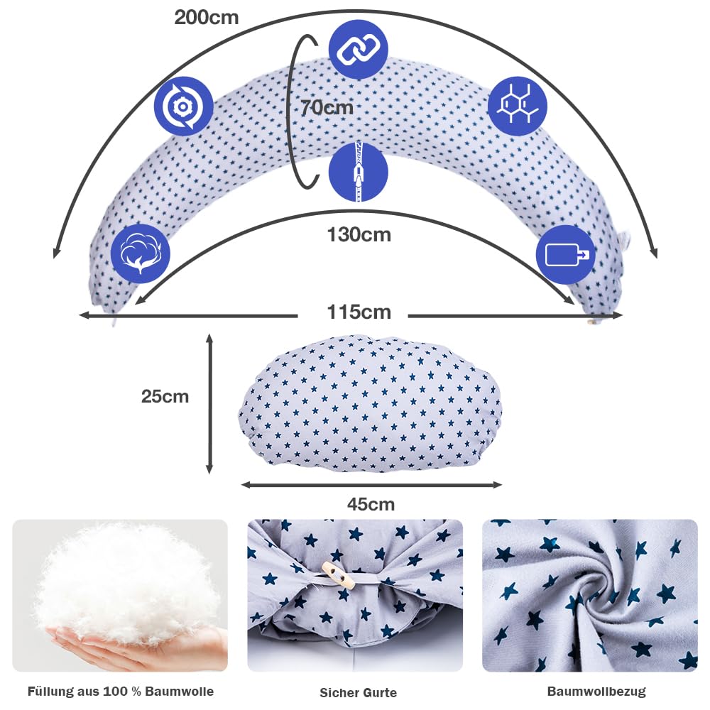 Chilling Home 2-in-1 Nursing Pillow, XXL Pregnancy Pillow, Side Sleeper Pillow for Baby, Pregnancy Pillow