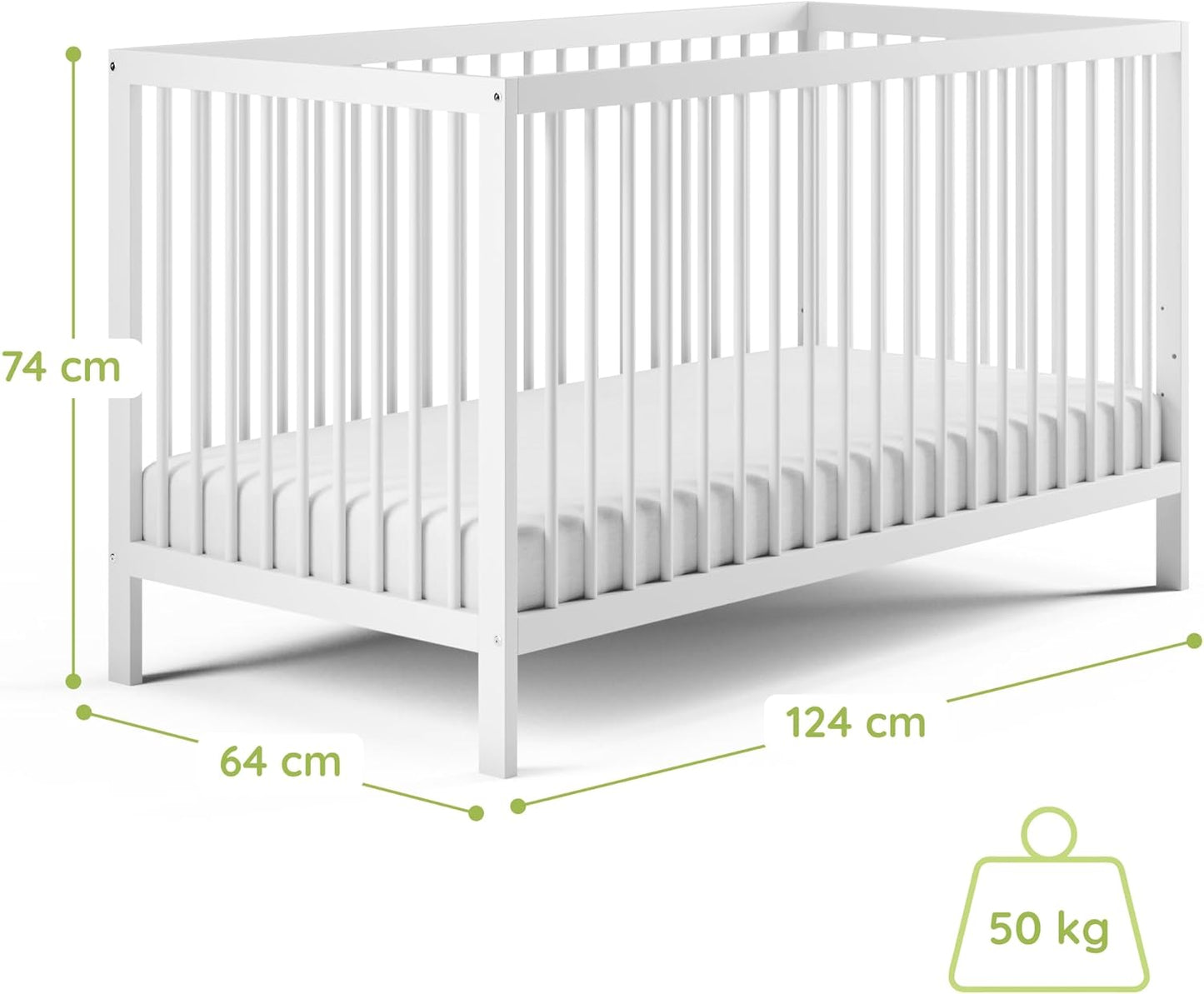 Kids Collective Baby Cot Bed 60x120 | 70x140 cm Height Adjustable