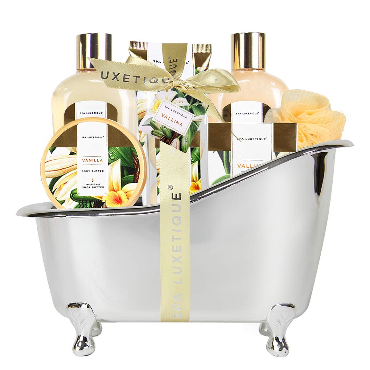 SPA LUXETIQUE Wellness Set für Frauen - 8tlg Rosenduft Bade Geschenkset für Frauen, Geburtstagsgeschenk Beauty Set mit Deko Badewanne