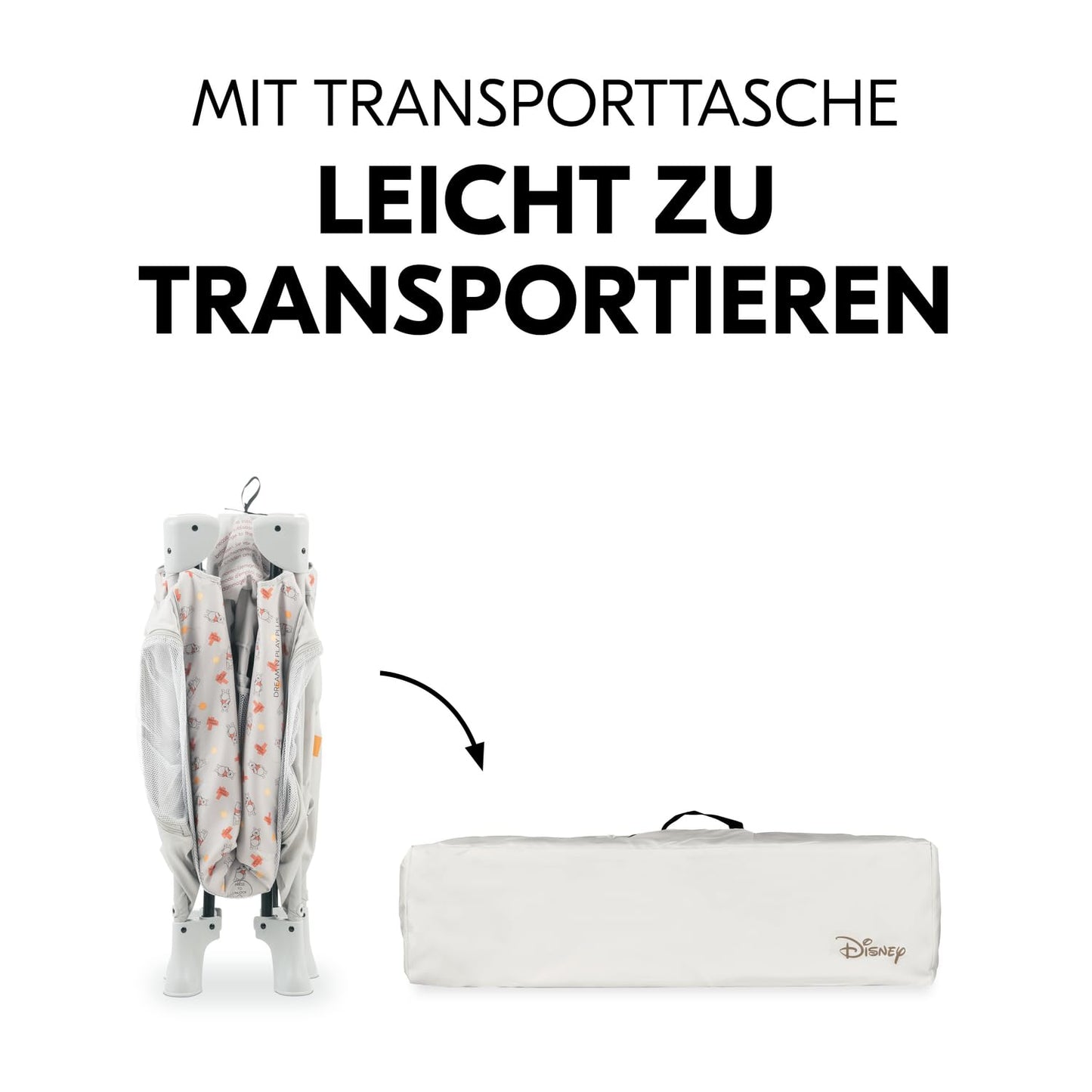 Kinderreisebett mit Transporttasche - Großer Schlupf zum Spielen - bis 15 kg