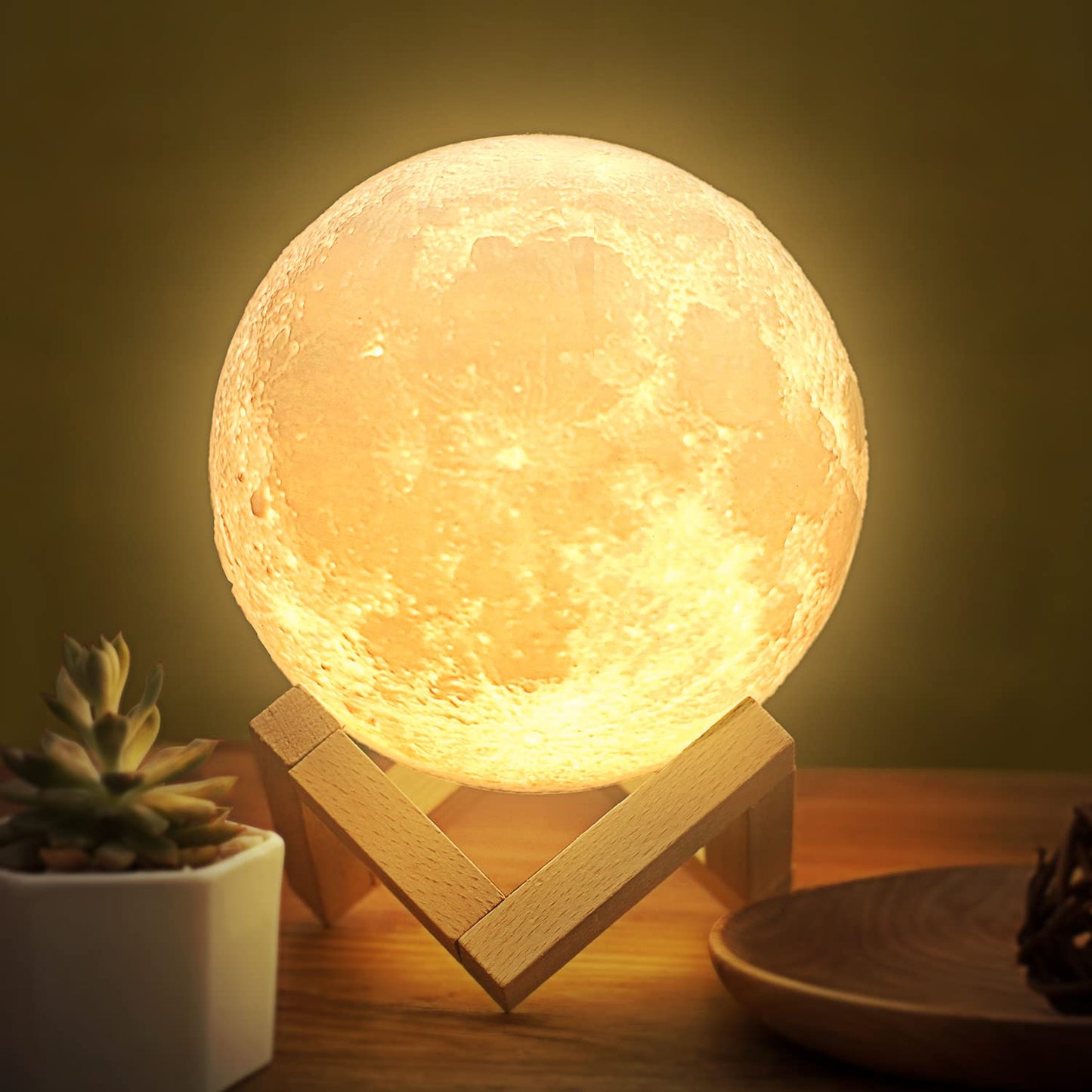 Balkwan Moon Lamp 3D Print - Dimmable USB Charging Touch Lamp for Children and Lovers - Romantic Gift for Birthday and Bedroom (3.5 Inch)