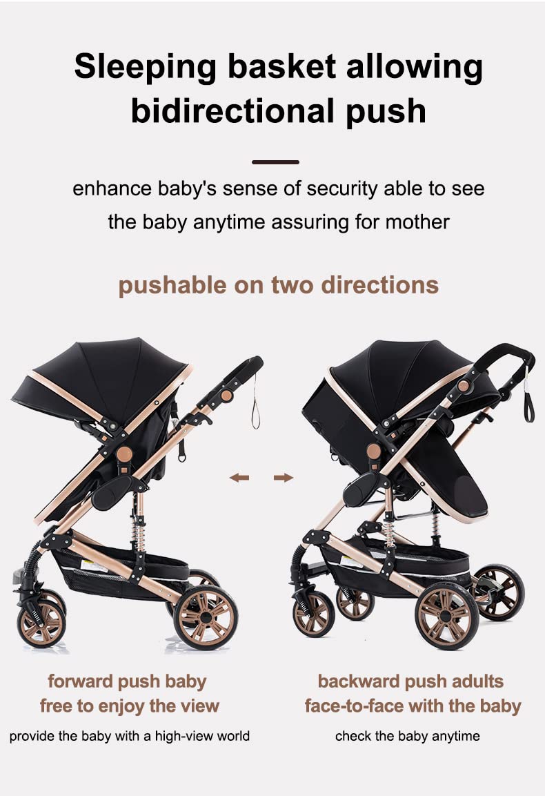 YAZOCO kinderwagen 3 in 1 Buggy Babybett Komplett Set Einem Klick Zusammenklappbarer Kinderwagen, KombiKinderwagen Aluminiumrahmen für Neugeborene