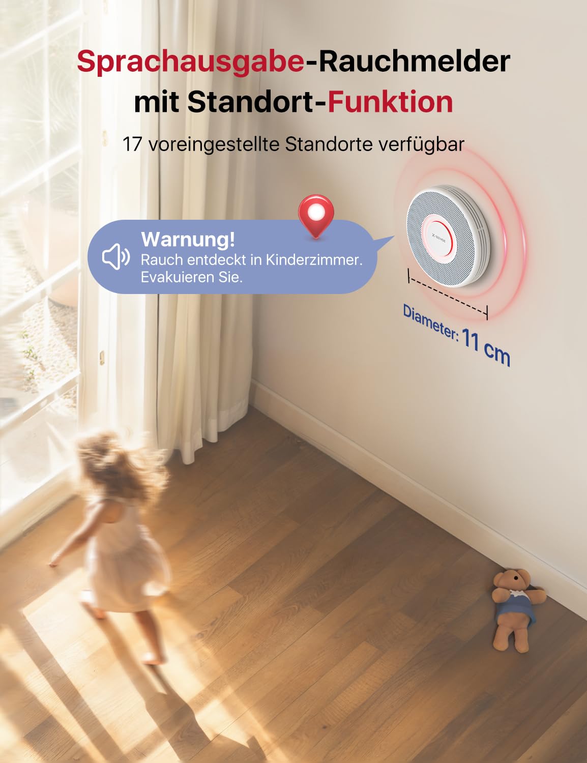 X-Sense Smarter Rauchmelder WLAN mit Sprachausgabe und 17 Standorten, Feuermelder, Rauchmelder , Brandmelder 6 Stück