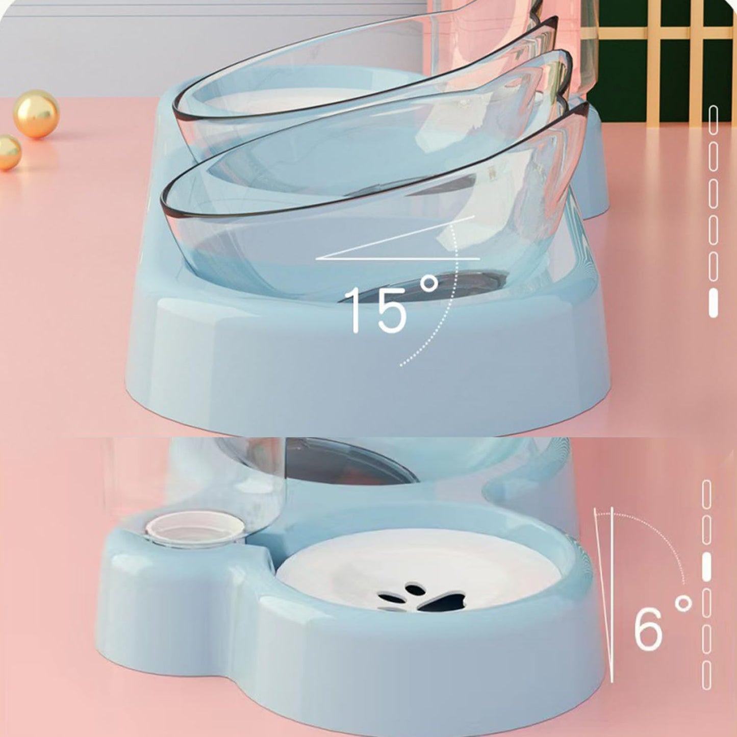 Katzennapf Set mit Wasserspender | Automatischer Trinkbrunnen für Katzen & Hunde