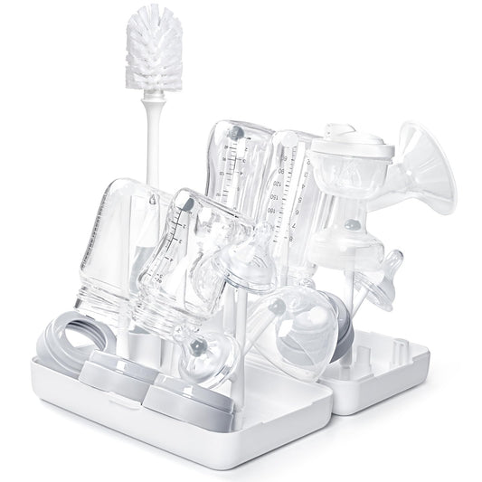 Trockenständer Babyflaschen, Abtropfgestell für Babyflaschen, Flaschen, grauSaugern