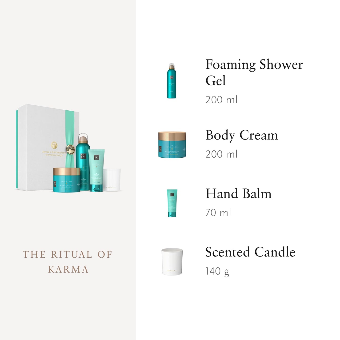 RITUALS Geschenkset The Ritual of Karma Medium, vier Hautpflegeprodukte mit Lotusblüte und Weißem Tee – Bade-Geschenkbox mit pflegender und beruhigender Wirkung