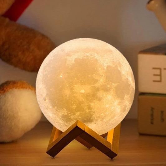 ACED Moon Lamp 2023 Upgrade 3D Moonlight 16 Colours with Wooden Stand Remote/Touch Control and USB Rechargeable Gifts for Women Girls Boys