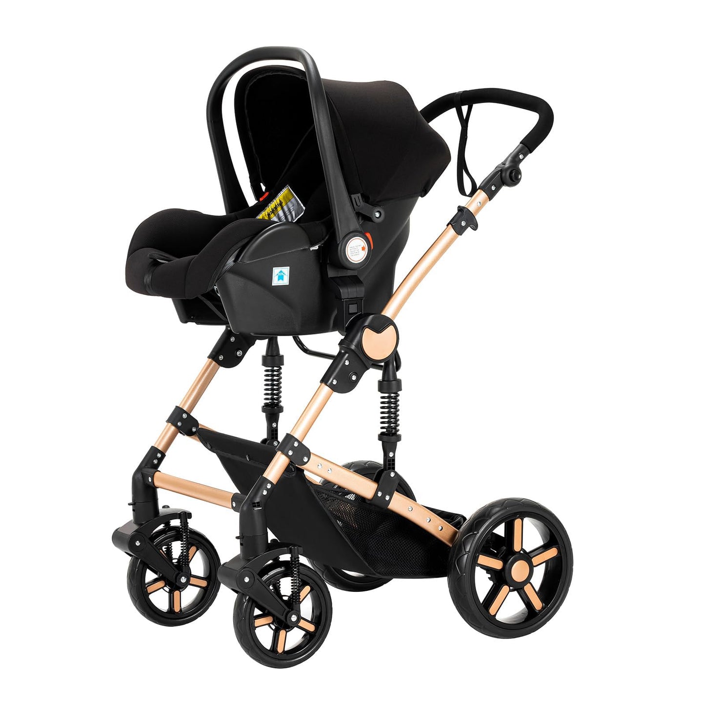 Reenborn 3-in-1 Pushchair, Buggy with Two Reversible Sliding Modes, Pushchair with Frame Aluminium Alloy, Baby Pram, 3-in-1 Complete Set with One-Click Folding Design