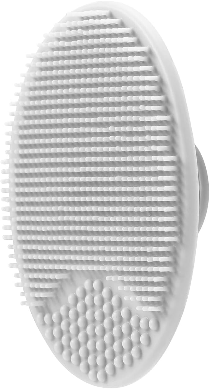 Baby Bath Rinse Cup, Silicone Shampoo Rinse Cup with 2 x Scalp Brushes for Toddlers and Children (Grey)