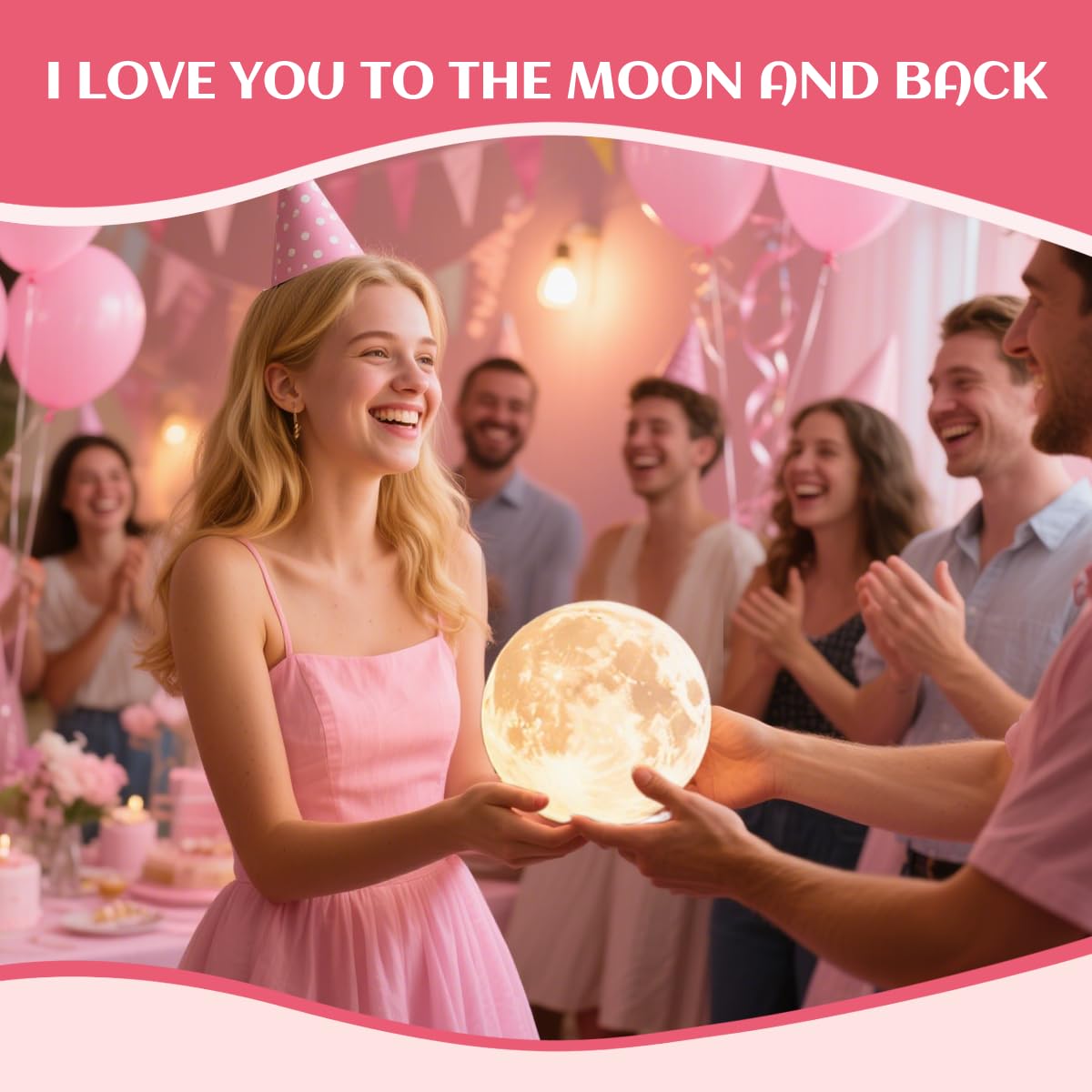 ACED Moon Lamp 2023 Upgrade 3D Moonlight 16 Colours with Wooden Stand Remote/Touch Control and USB Rechargeable Gifts for Women Girls Boys