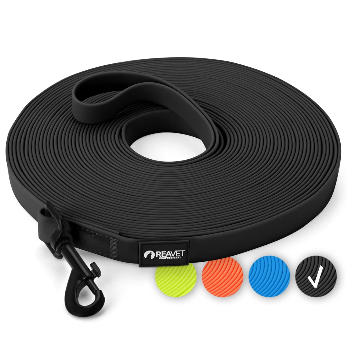 Schleppleine für Hunde 5 Meter, Schwarz I Robuste & wasserfeste Hundeleine lang I Übungsleine mit Griff