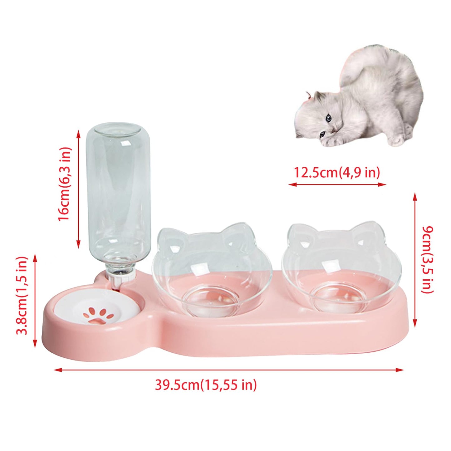 Katzennapf Set mit Wasserspender | Automatischer Trinkbrunnen für Katzen & Hunde