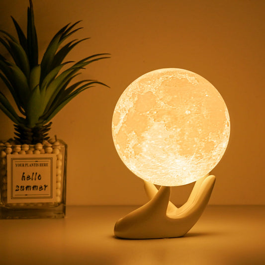 Balkwan Moon Lamp 3D Print - Dimmable USB Charging Touch Lamp for Children and Lovers - Romantic Gift for Birthday and Bedroom (3.5 Inch)