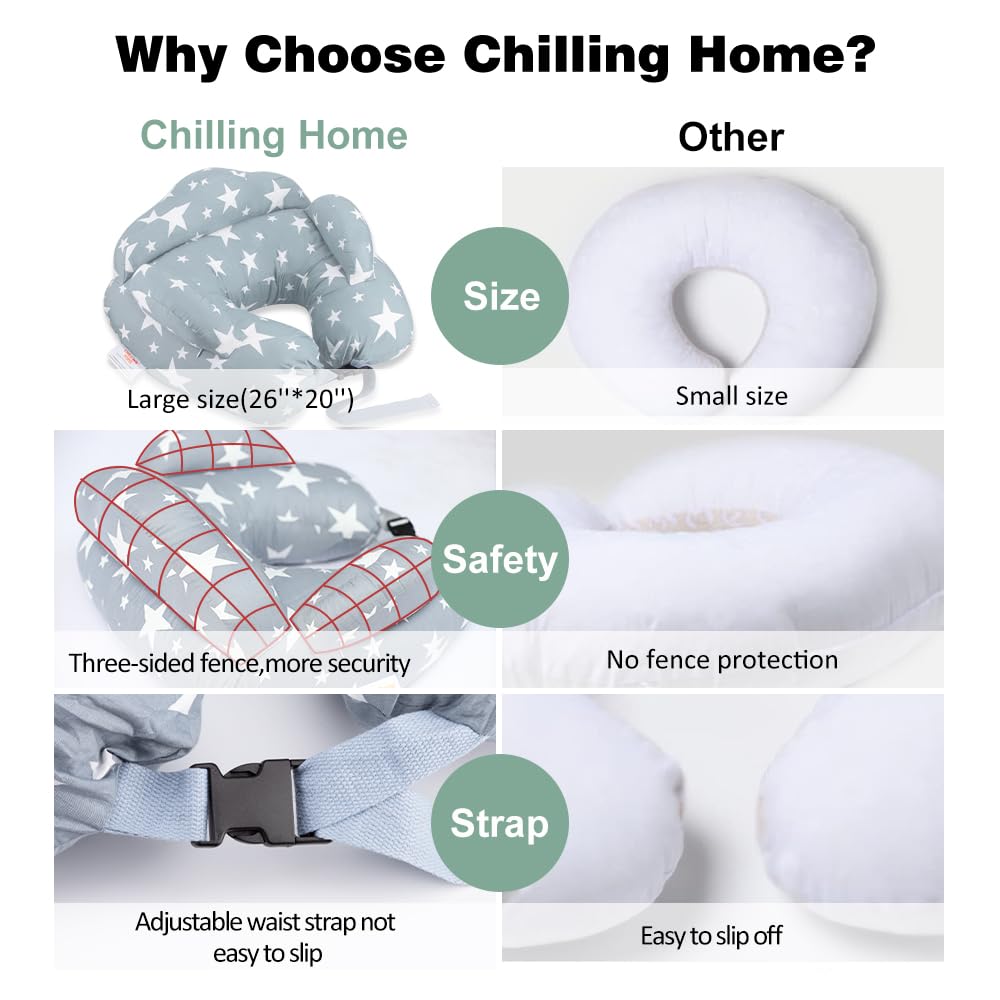 Chilling Home 2-in-1 Nursing Pillow, XXL Pregnancy Pillow, Side Sleeper Pillow for Baby, Pregnancy Pillow