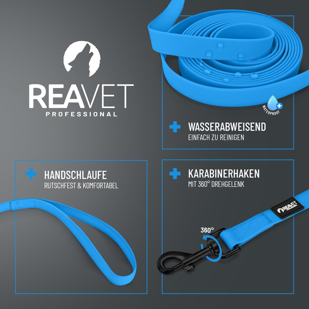 Schleppleine für Hunde 5 Meter, Schwarz I Robuste & wasserfeste Hundeleine lang I Übungsleine mit Griff