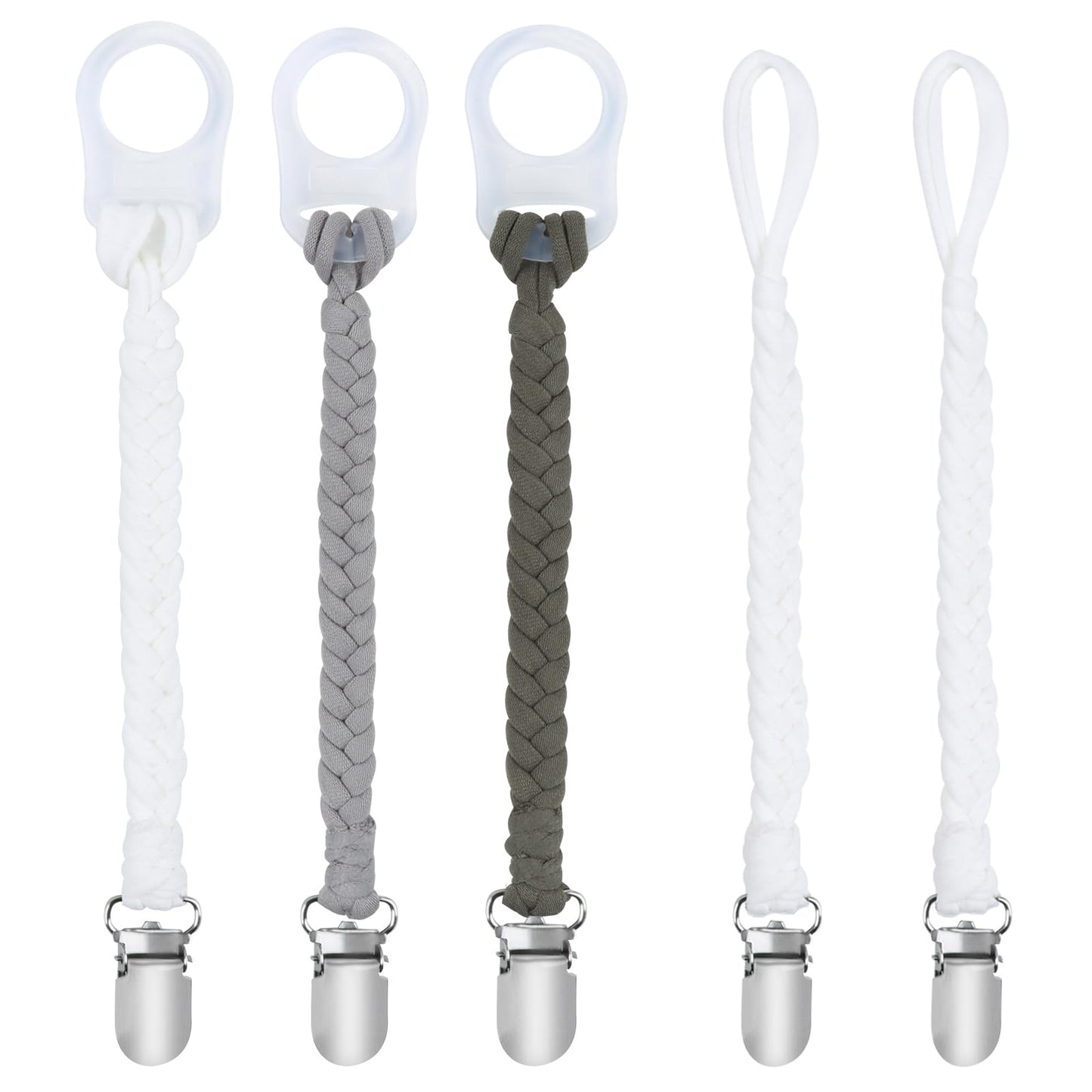 ABirdon Schnullerkette Baby,5 Stück Schnullerketten Clips mit 3 Stück Silikonring, passend für alle Schnuller