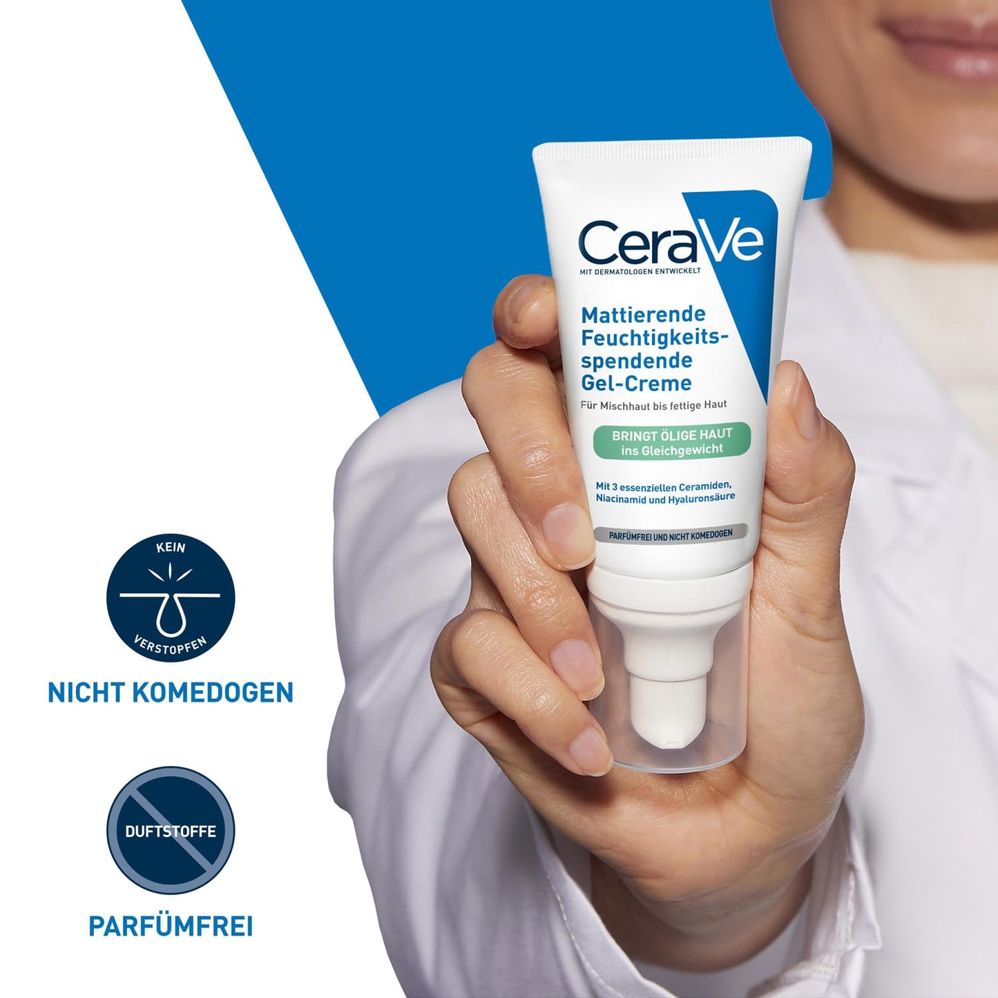CeraVe Mattifying Moisturising Gel Cream for Oily and Oily Skin, with Hyaluronic Acid, Ceramides and Niacinamide, Long-Lasting Moisturising