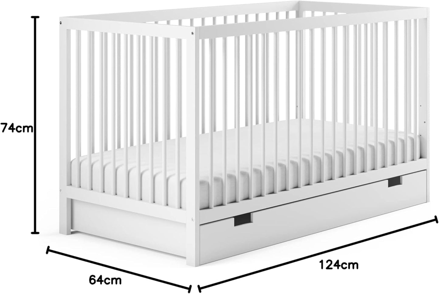 Kids Collective Baby Cot Bed 60x120 | 70x140 cm Height Adjustable