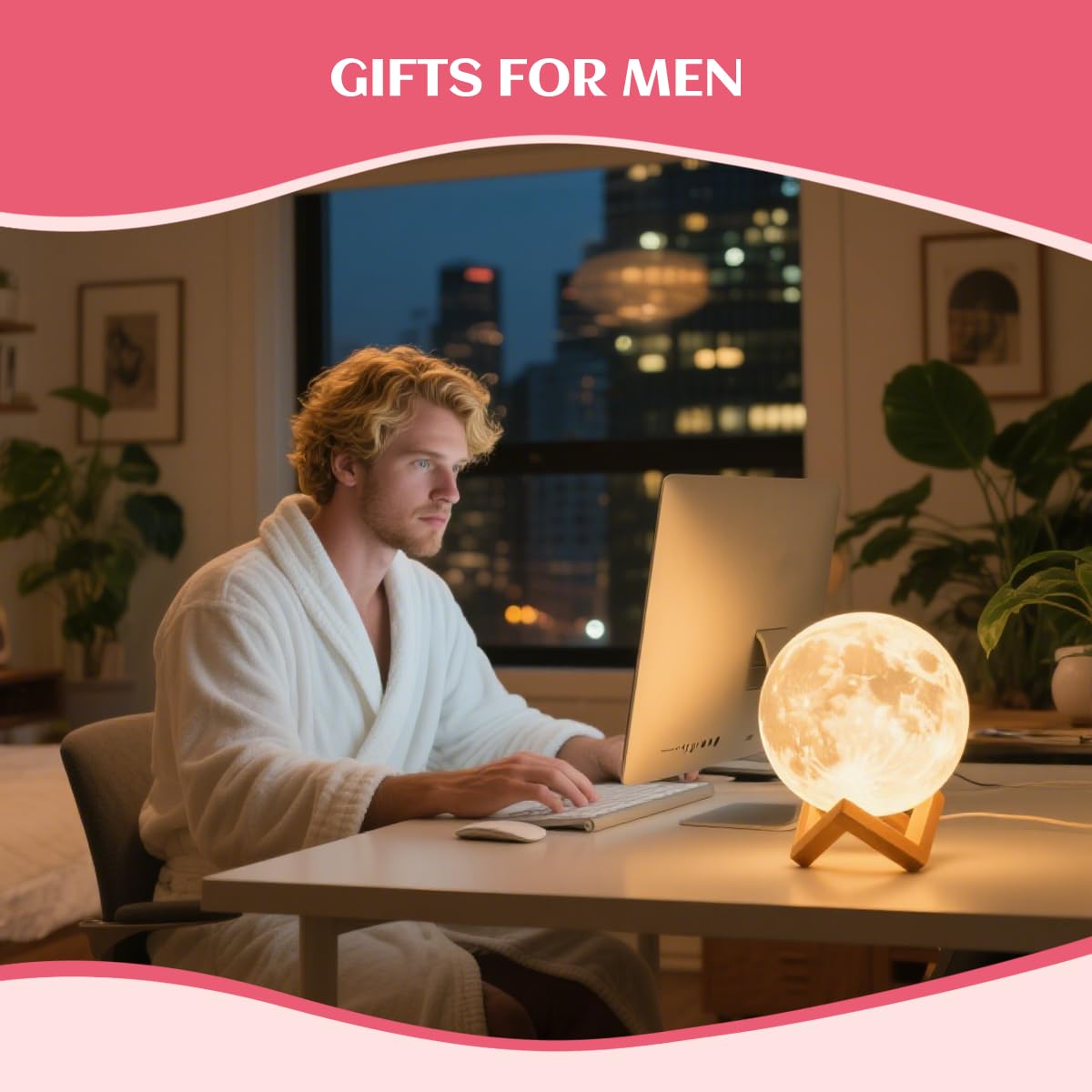 ACED Moon Lamp 2023 Upgrade 3D Moonlight 16 Colours with Wooden Stand Remote/Touch Control and USB Rechargeable Gifts for Women Girls Boys