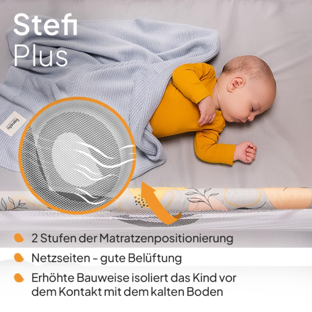 Reisebett bis 15 kg Babybett Kinderreisebett mit Matratze Seitlicher Eingang mit Reißverschluss