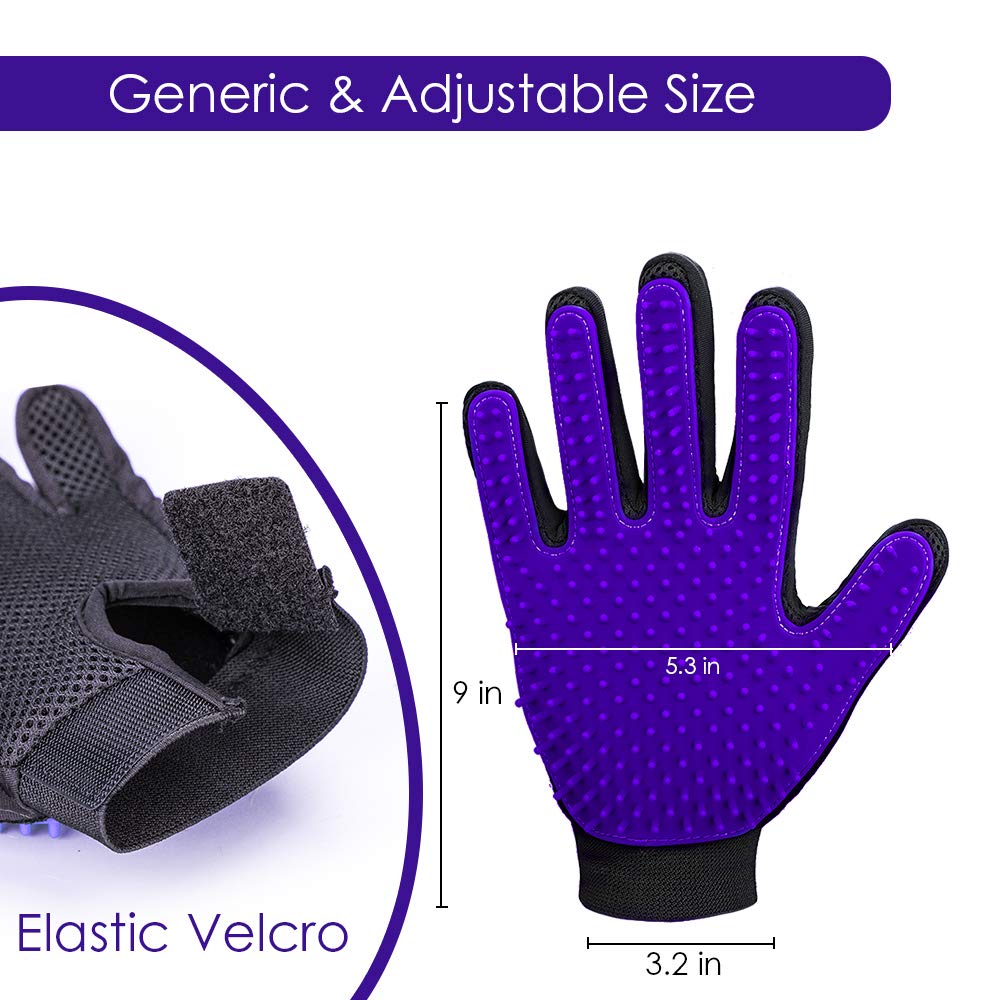 Pet Grooming Glove, Gentle Deshedding Brush - Efficient Pet Hair Remover Glove