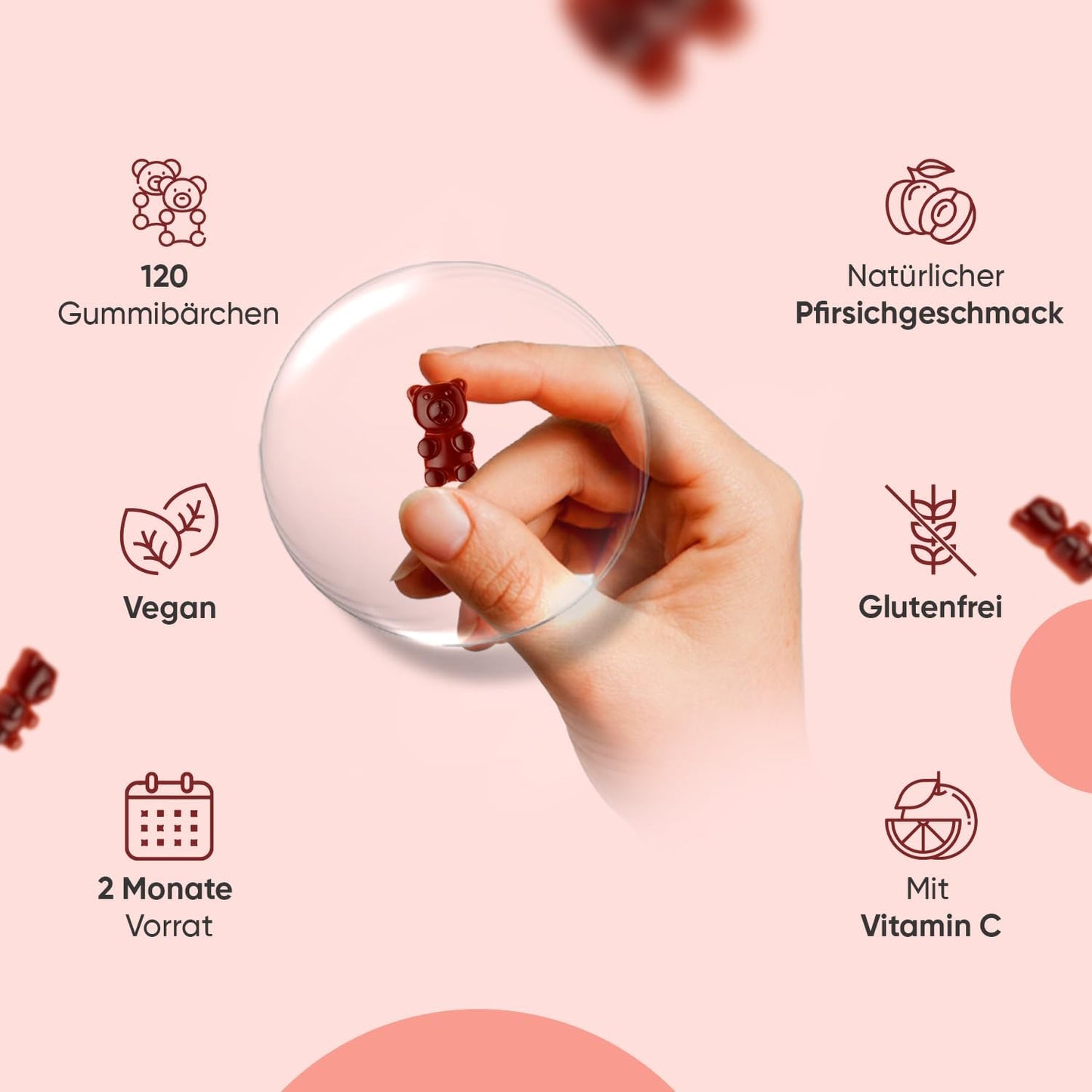 Eisen & Vitamin C Gummy Bears - 2 Month Supply - 28mg Iron & 10mg Vit C - 120 Gummies - Iron & Vitamin C Contribute to Normal Energy Metabolism (EFSA) - Alternative to Iron Tablets