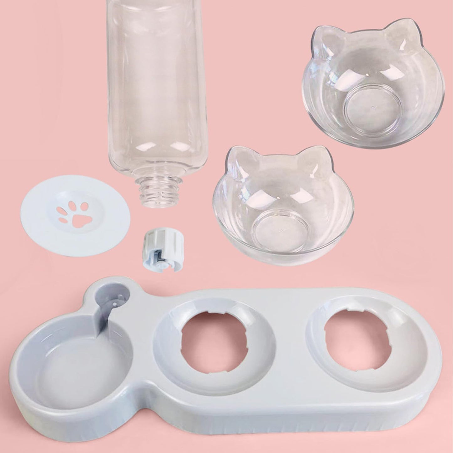 Katzennapf Set mit Wasserspender | Automatischer Trinkbrunnen für Katzen & Hunde