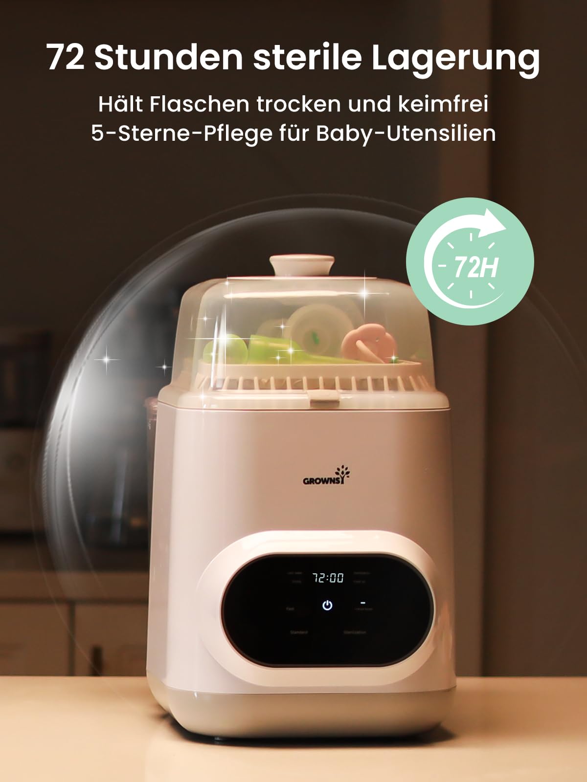 Grownsy Baby Bottle Washer Pro, All-in-One Bottle Cleaner, Steriliser and Dryer, Baby Bottle Cleaner for Bottles