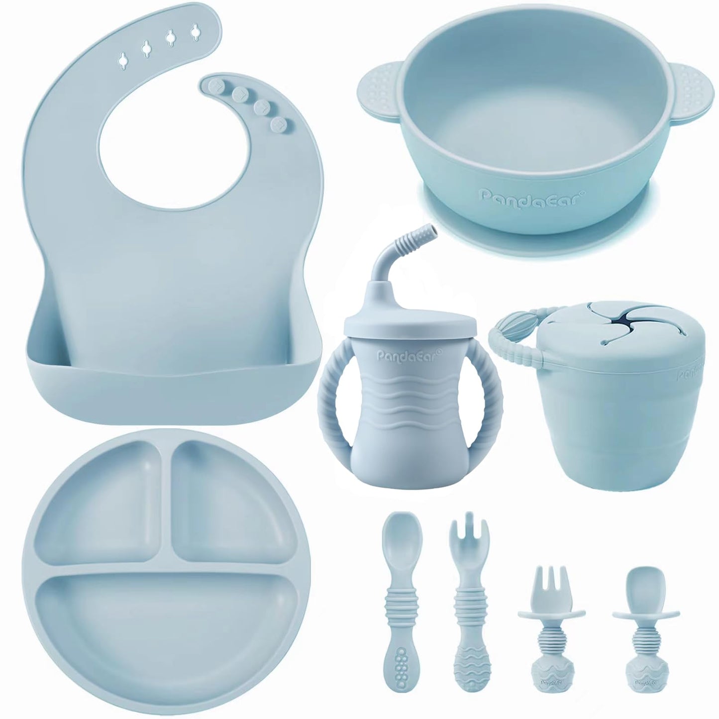 PandaEar Silikon Baby Geschirrset | 9-teiliges Kinder Geschirrset #