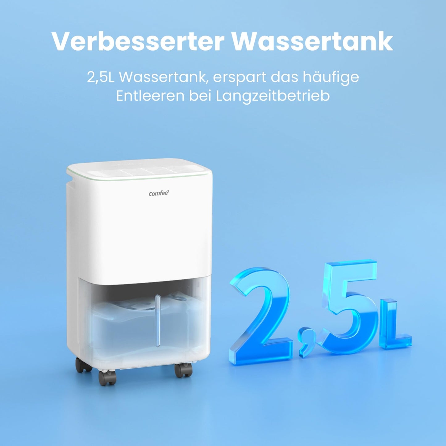 Luftentfeuchter, Dehumidifier 10 L/24 hr, Room Size Approx. 50 m³ (20 m²), LED Display