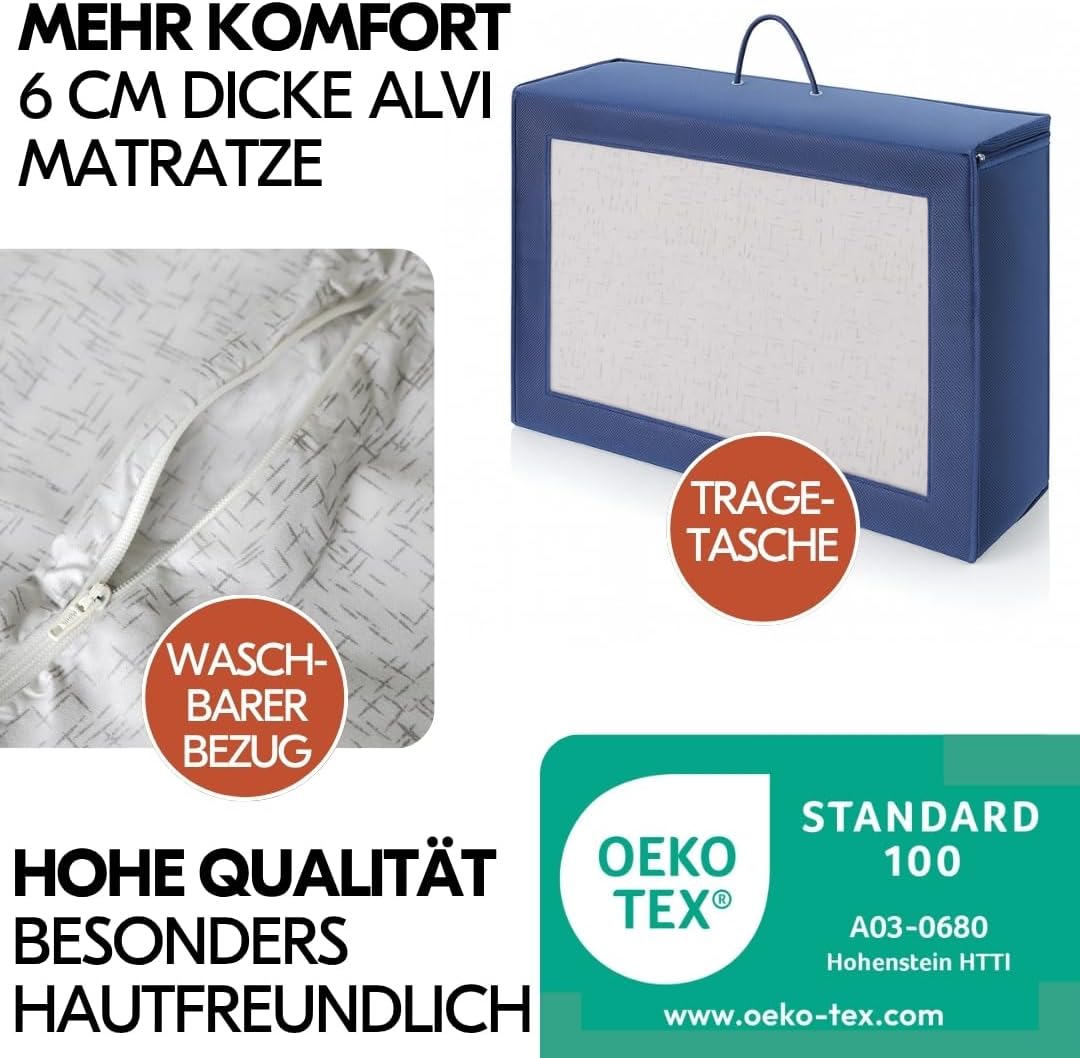 hauck Dream n Play Baby Travel Cot Set with Mattress - Foldable Children's Baby Travel Cot with Bag - Blue Water Blue