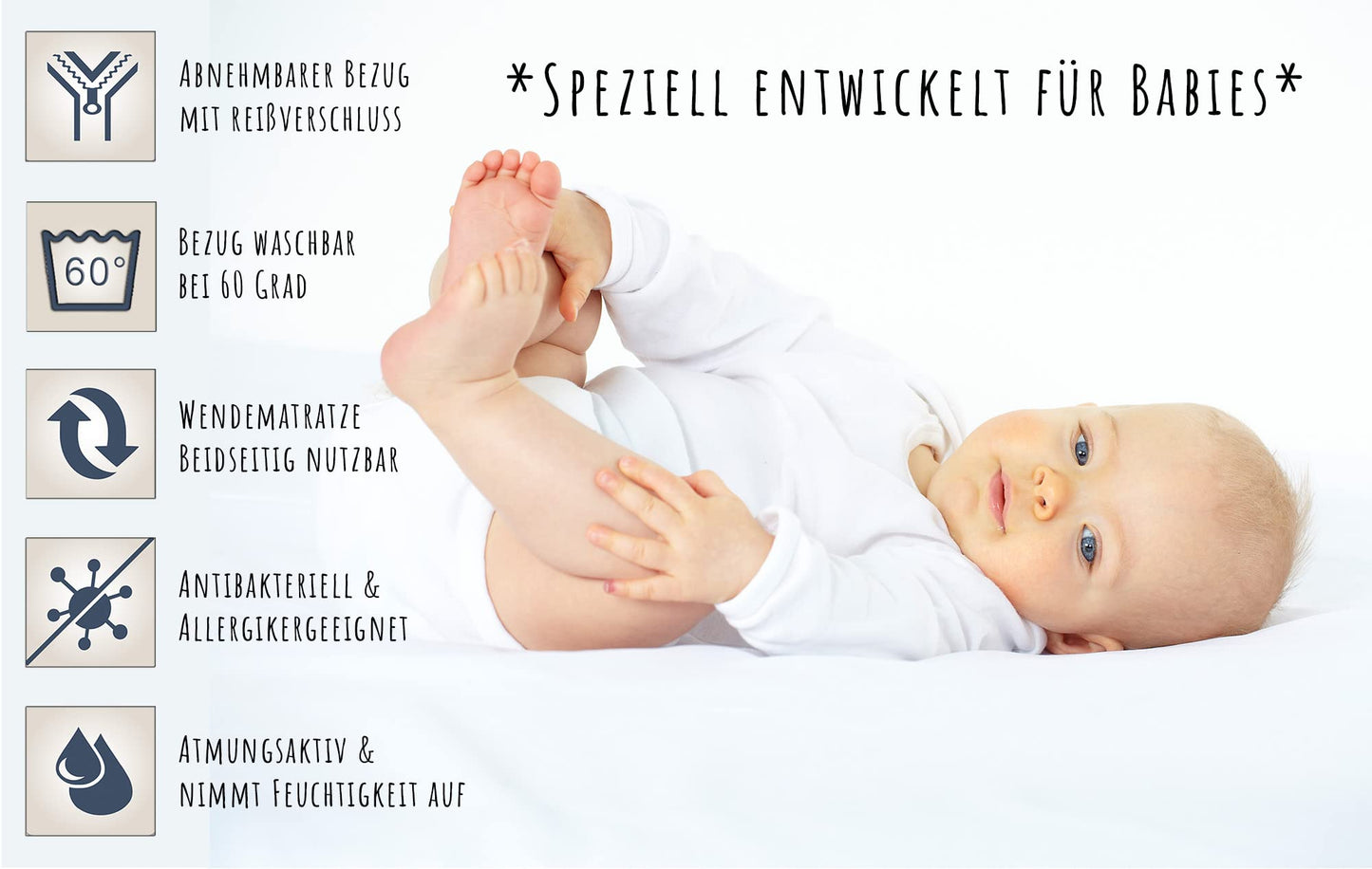 Kinderbett 70x140 cm mit Schublade, Lattenrost und Rausfallschutz in weiß, mit Bettkasten